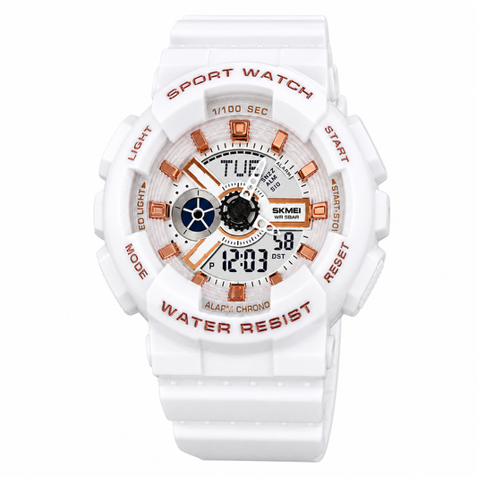 Men's Digital Sports Watch, LED Square Large Face Analog Quartz Wrist Watch with Multi-Time Zone Waterproof Stopwatch