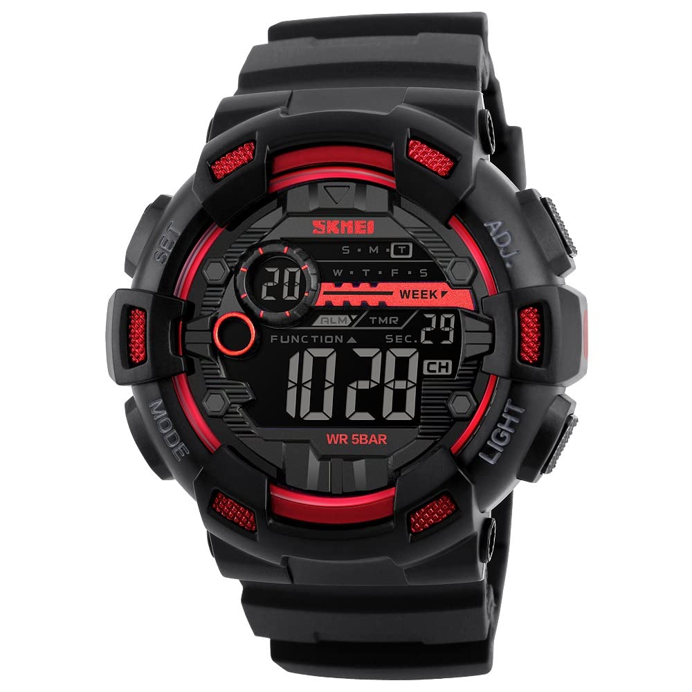 Digital Sports Watch for Men with Alarm Week Display LED Light and Durable Strap