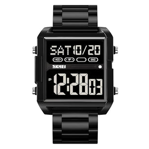 Digital Display Metal Strap Wrist Watch for men