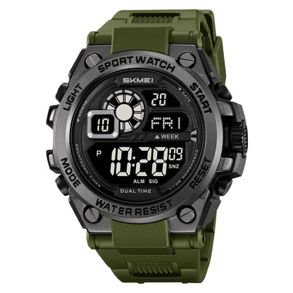 Rugged Digital Sports Watch with Dual Time Display for men