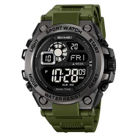 Rugged Digital Sports Watch with Dual Time Display for men