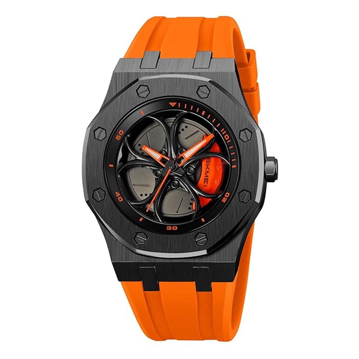 Spinning Wheel Skeleton Dial Luxury Analog Watch