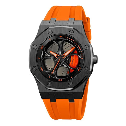 Spinning Wheel Skeleton Dial Luxury Analog Watch