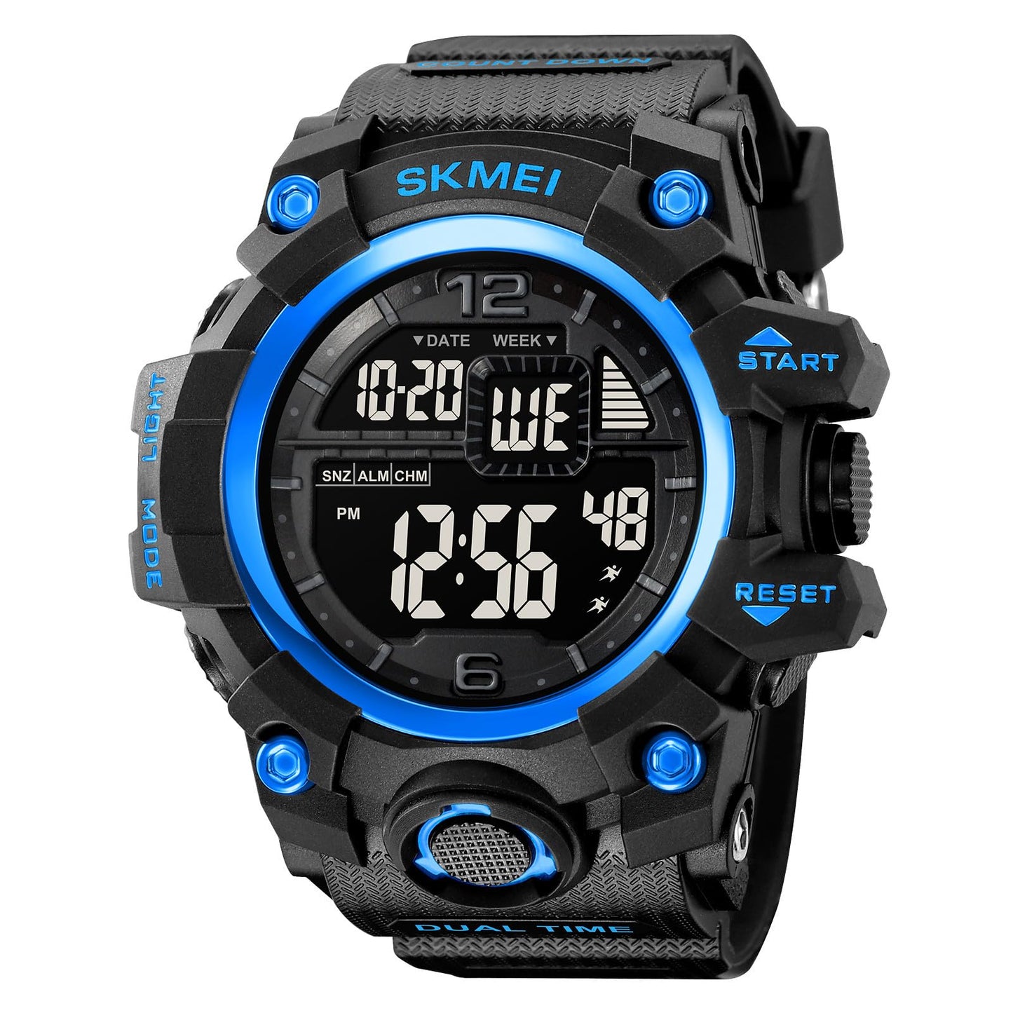 Rugged Digital Sports Watch for Men with Dual Time Display and Outdoor Adventure Style