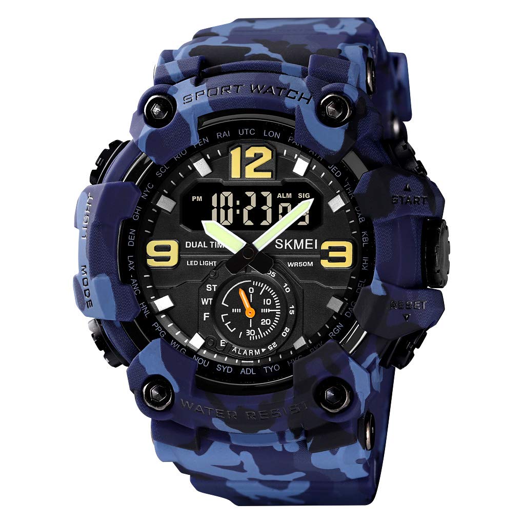 Premium Analog Digital Sports Watch for Men with Dual Time LED Display Alarm and Rugged Design