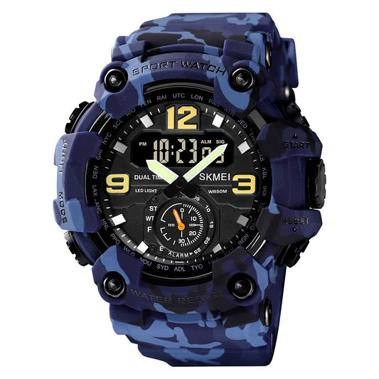Premium Analog Digital Sports Watch for Men with Dual Time LED Display Alarm and Rugged Design