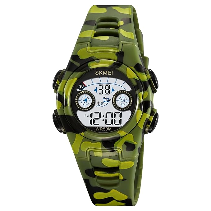 Digital Kids Watch LED Display, Round Dial, Waterproof Sports Watch with Alarm, Date & Comfortable Strap