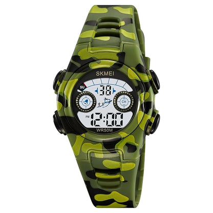 Digital Kids Watch LED Display, Round Dial, Waterproof Sports Watch with Alarm, Date & Comfortable Strap