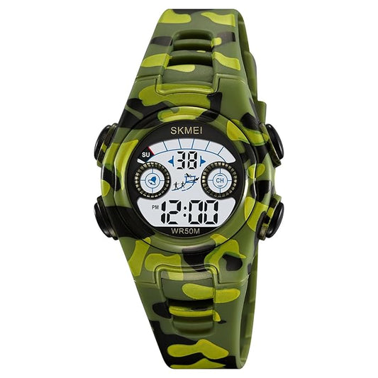 Digital Kids Watch LED Display, Round Dial, Waterproof Sports Watch with Alarm, Date & Comfortable Strap