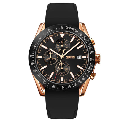 Sporty Analog Chronograph Wrist Watch with Flexible Strap For Men