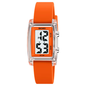 Digital Watch for Men LED Display, Rectangle Dial, Waterproof Sports Watch with Silicone Strap
