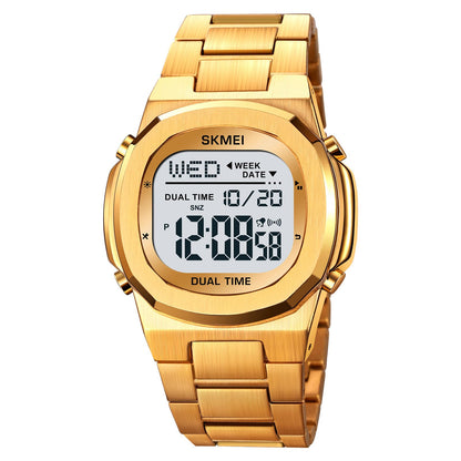 Premium Digital Sports Watch for Men with Stainless Steel Strap, Waterproof Style Wrist Watch for Casual Outdoor and Daily Wear