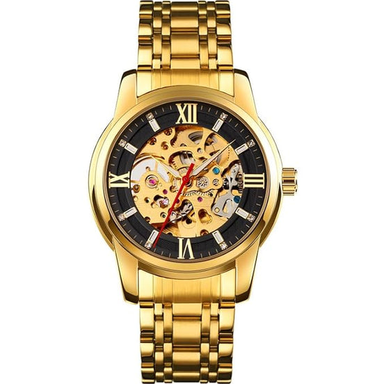 Automatic Watch for Men with Gold Stainless Steel Strap and Round Dial for Casual & Formal Wear