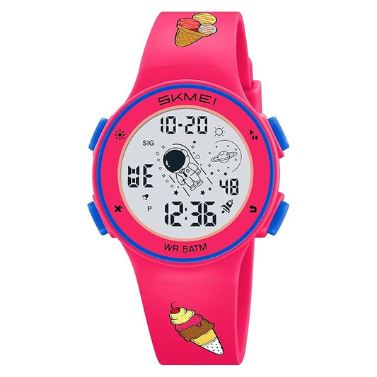 Kids Digital Watch with Cartoon Space Design and Soft Comfortable Strap for Daily Wear