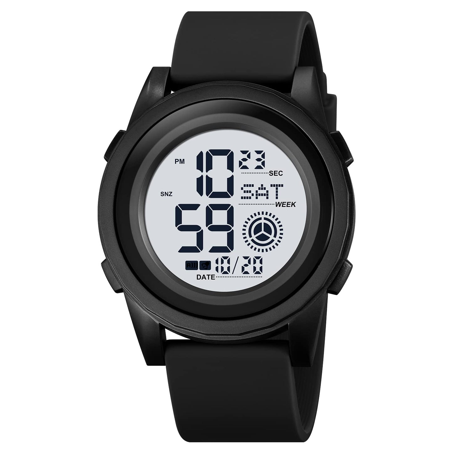 Rugged Digital Sports Wristwatch with Flexible Strap for men