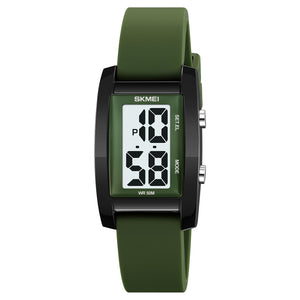 Digital Watch for Men LED Display, Rectangle Dial, Waterproof Sports Watch with Silicone Strap