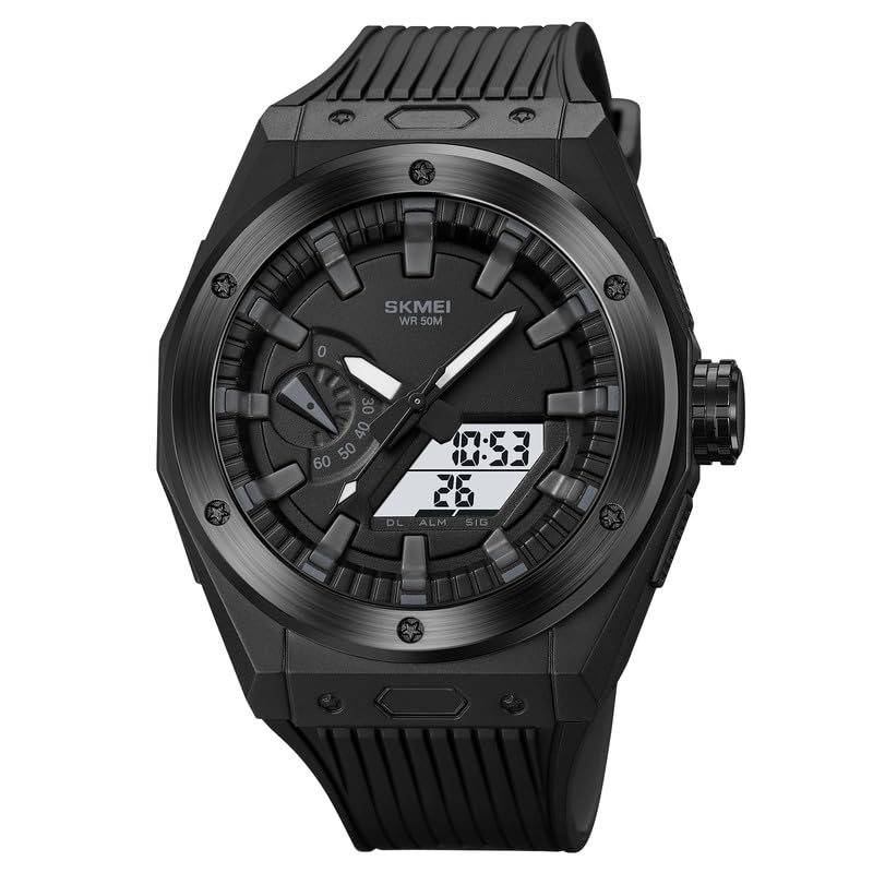 Men's Analog-Digital Sports Watch with Silicone Strap