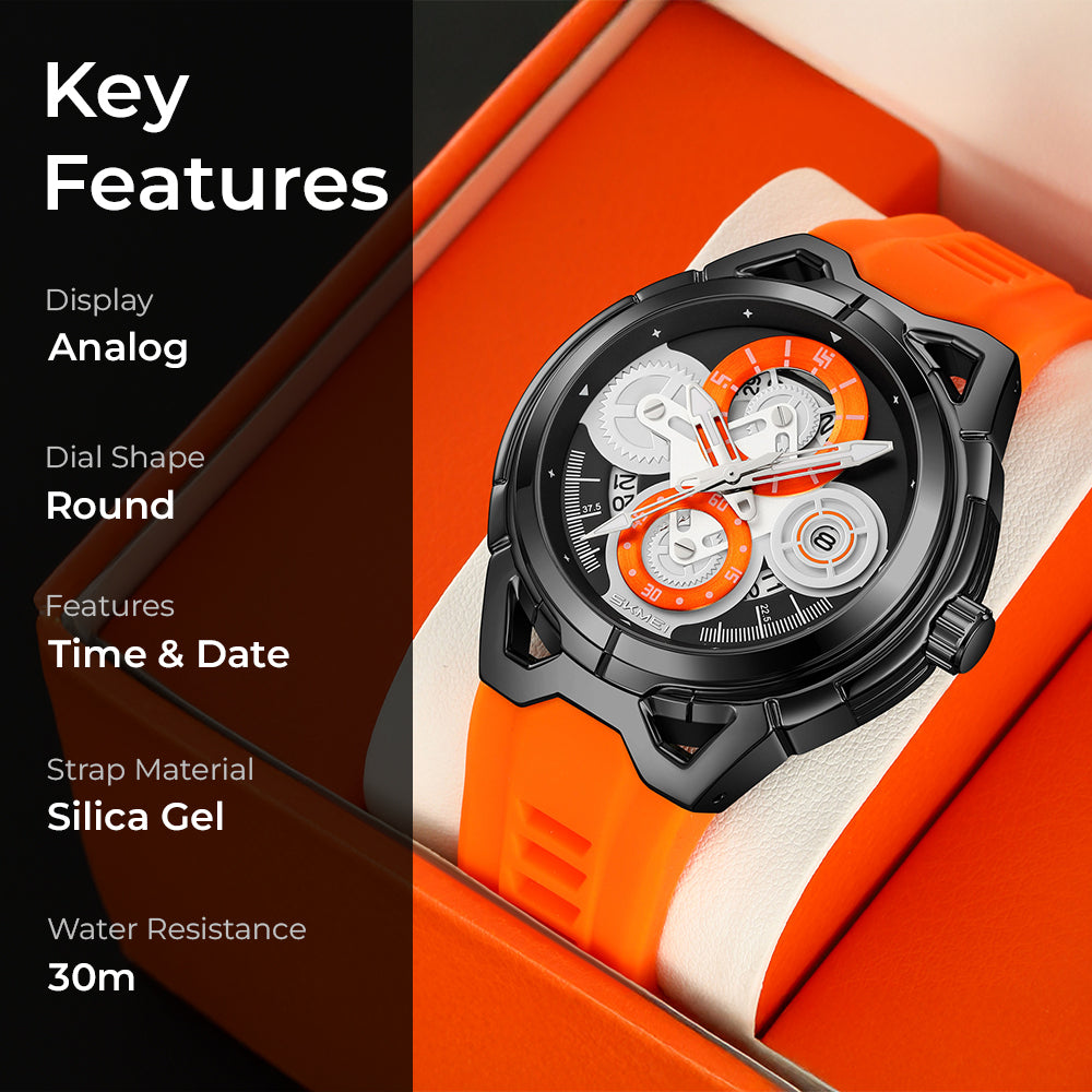 Skmei Quartz Analog Dial Silica Gel Strap Watch for Men - 9349