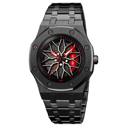Spinning Wheel Skeleton Dial Luxury Analog Watch