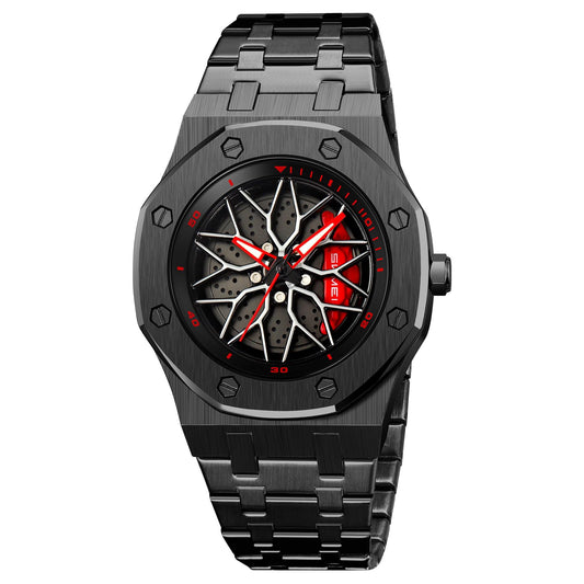 Spinning Wheel Skeleton Dial Luxury Analog Watch