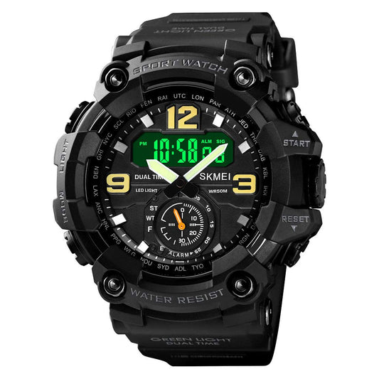 Premium Analog Digital Sports Watch for Men with Dual Time LED Display Alarm and Rugged Design