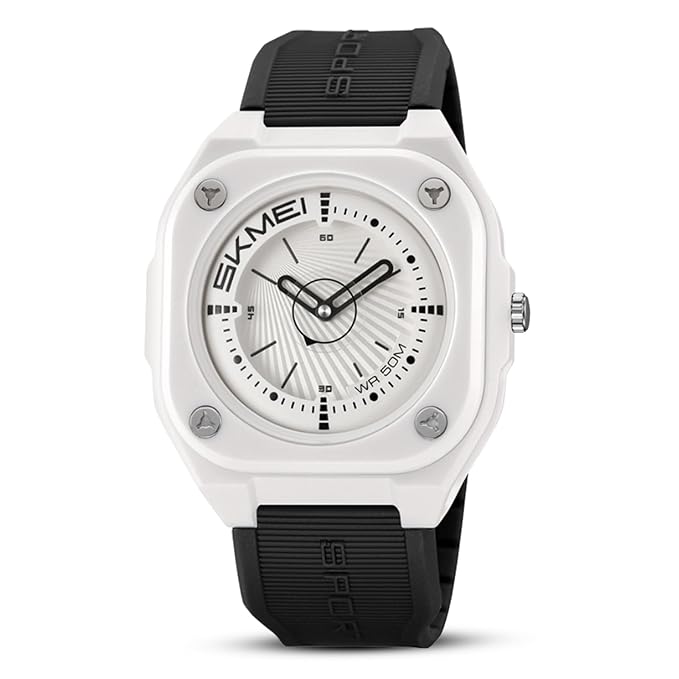 Minimalist Analog Wrist Watch with Textured Strap for men