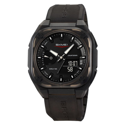 Rugged Analog Digital Sports Watch with Patterned Strap for men