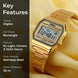Digital Watch for Women with Gold Stainless Steel Strap and Round Dial for Casual & Formal Wear