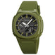 Analog-Digital Watch for Men with Army Green Silicone Strap and Round Dial for Casual & Formal Wear