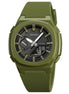 Analog-Digital Watch for Men with Army Green Silicone Strap and Round Dial for Casual & Formal Wear