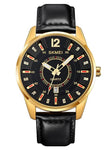 Analog Watch for Men with Black Leather Strap and Round Dial for Casual & Formal Wear