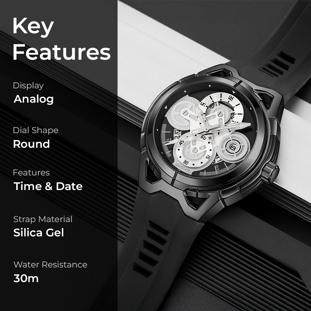 Skmei Quartz Analog Dial Silica Gel Strap Watch for Men - 9349