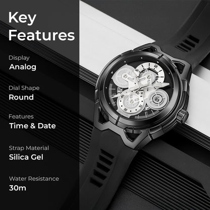 Skmei Quartz Analog Dial Silica Gel Strap Watch for Men - 9349