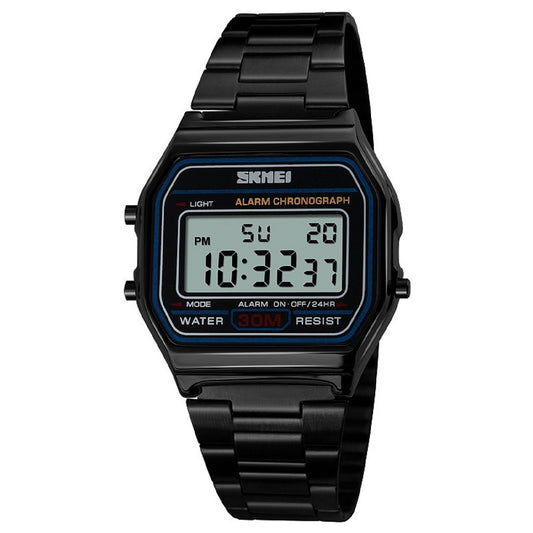 Vintage Digital Wrist Watch with Metal Strap For Women