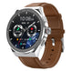 AMOLED Smart Watch for Men with Brown Leather Strap and Round Dial for Casual & Formal Wear