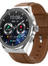 AMOLED Smart Watch for Men with Brown Leather Strap and Round Dial for Casual & Formal Wear