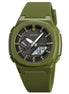 Analog-Digital Watch for Men with Army Green Silicone Strap and Round Dial for Casual & Formal Wear