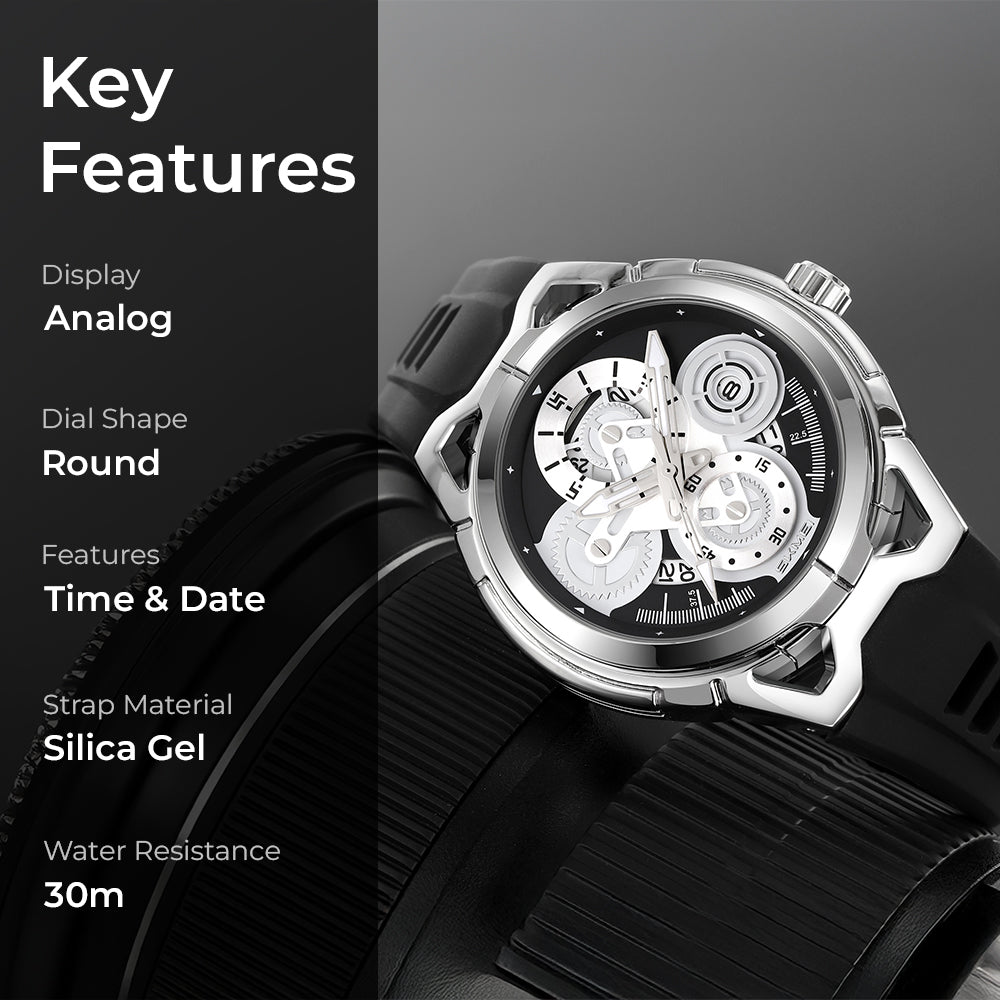 Skmei Quartz Analog Dial Silica Gel Strap Watch for Men - 9349