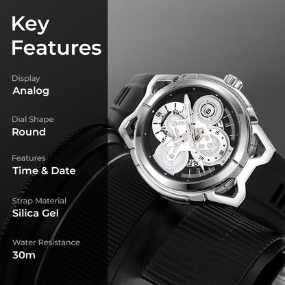Skmei Quartz Analog Dial Silica Gel Strap Watch for Men - 9349
