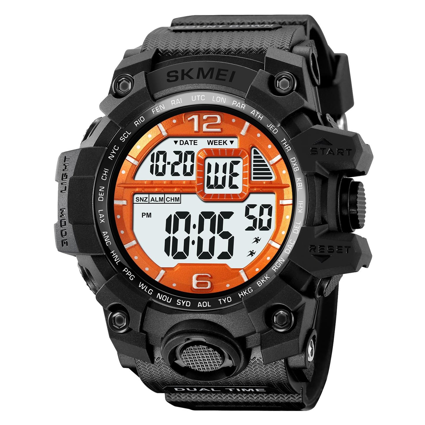 Rugged Digital Sports Watch for Men with Dual Time Display and Outdoor Adventure Style