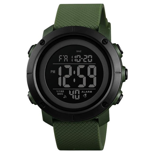 Digital Watch for Kids with Army Green Silicone Strap and Round Dial for Casual & Formal Wear