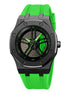 Rolling Watch for Men with Green Silicone Strap and Round Dial for Casual & Formal Wear
