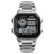 Digital Watch for Men with Silver Metal Strap and Round Dial for Casual & Formal Wear