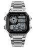 Digital Watch for Men with Silver Metal Strap and Round Dial for Casual & Formal Wear