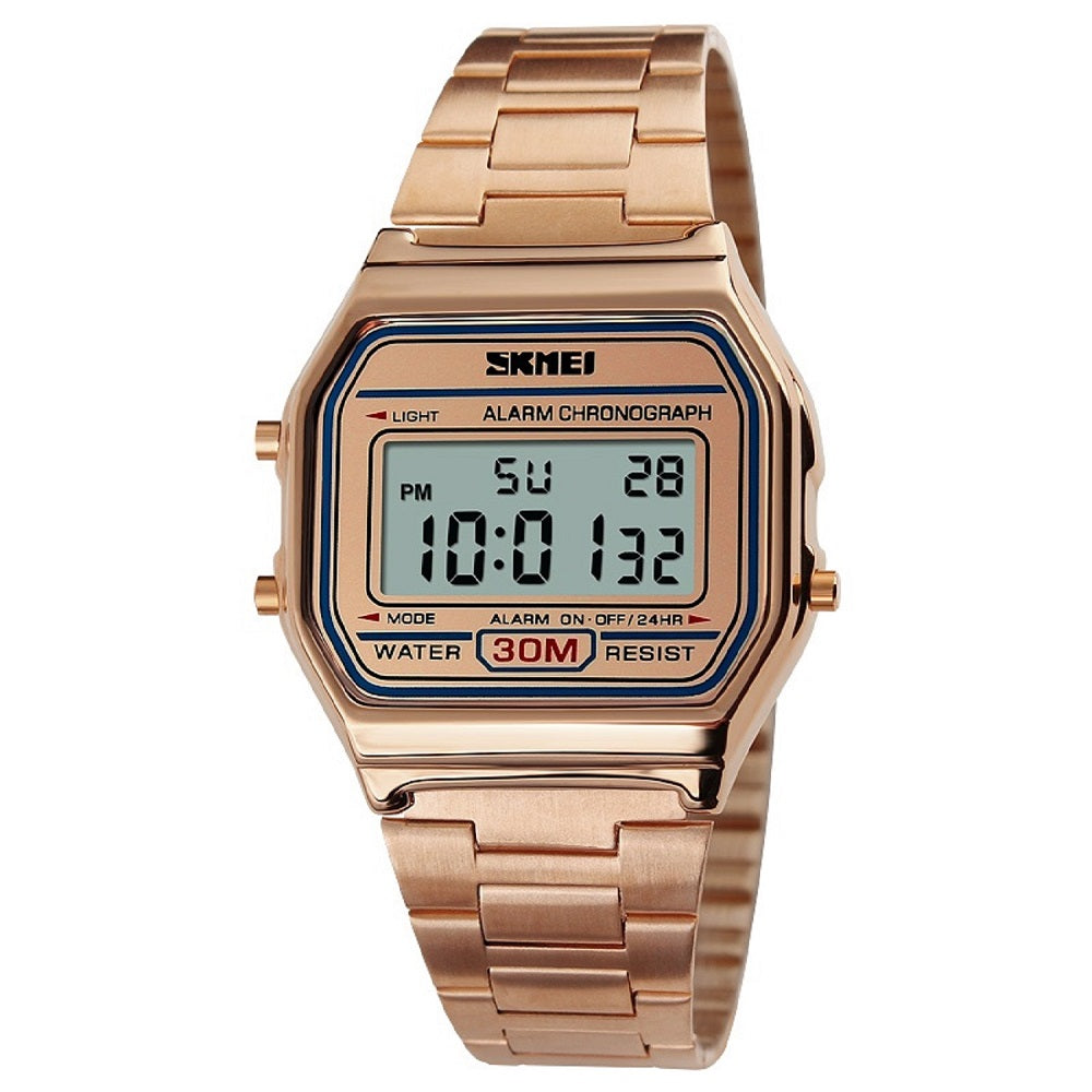 Vintage Digital Wrist Watch with Metal Strap For Women