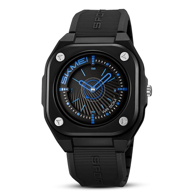 Minimalist Analog Wrist Watch with Textured Strap for men