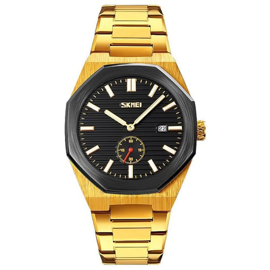 Premium Black Watch for Men – Stainless Steel Strap, Analog Dial with Date Function