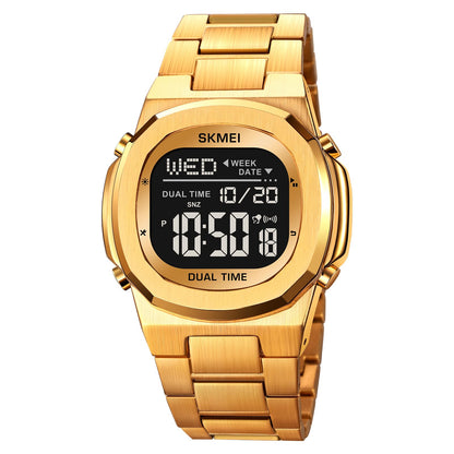 Premium Digital Sports Watch for Men with Stainless Steel Strap, Waterproof Style Wrist Watch for Casual Outdoor and Daily Wear