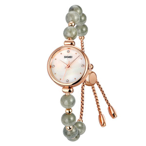 Elegant Pearl Chain Analog Watch for Women with Premium Rose Gold Finish and Adjustable Bracelet Design
