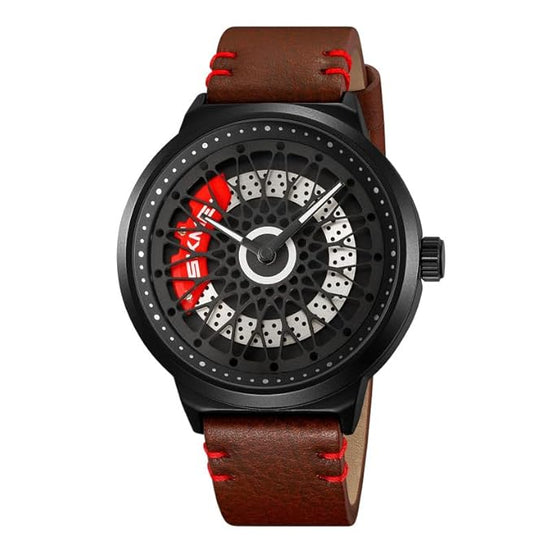 Rolling Watch for Men with Brown Leather Strap and Round Dial for Casual & Formal Wear